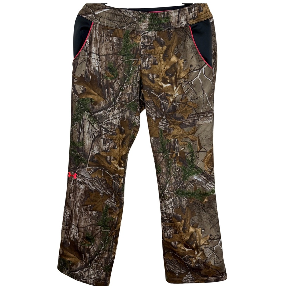 Under Armour Realtree Xtra Camo Pants Womens M Brown Pink Fleece‎ Lined 1260161